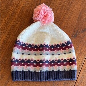 Hanna Andersson Pink Pom-Pom Knit Hat